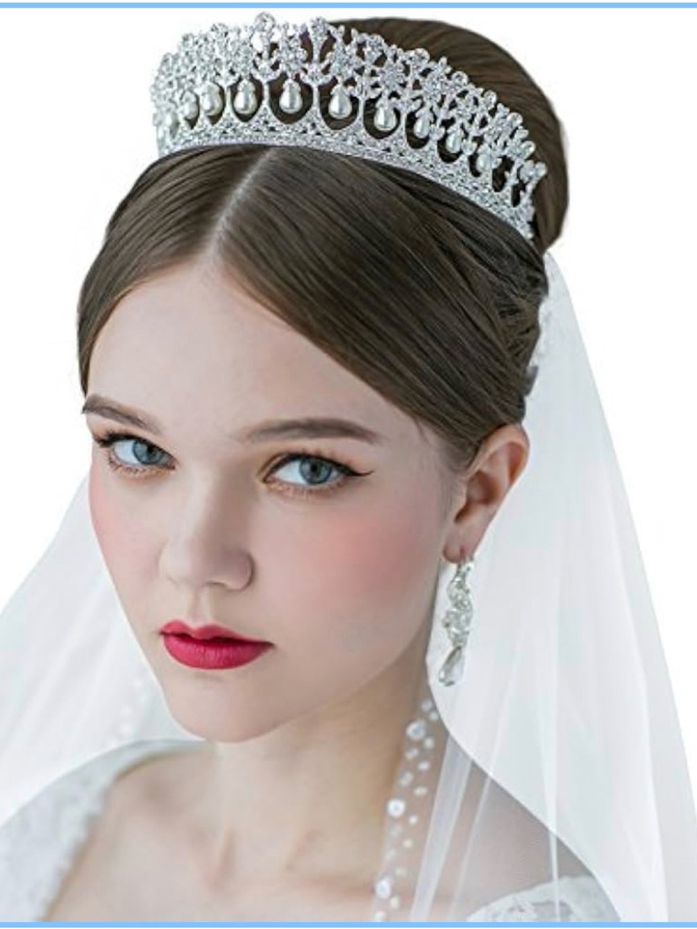 Sweetv Princess Diana Silver Crystal Bridal Tiara Headpiece